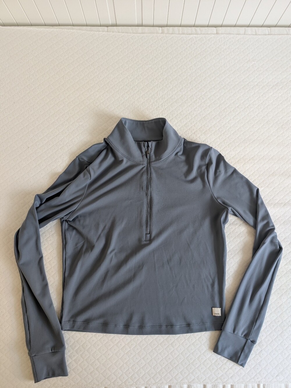Vuori Studio Half Zip Cropped Quarter-Zip Top in Slate Blue Long Sleeve, size M - Picture 5 of 11